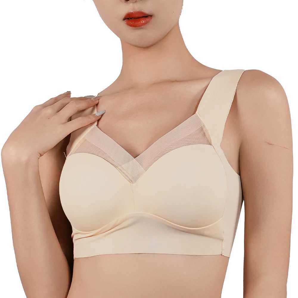 Womens Sports Bra Fitness Anti-Sagging Upper Strappy Push Up Brassiere Large Size Slim Elastic Shockproof Wireless Underwear Z250730