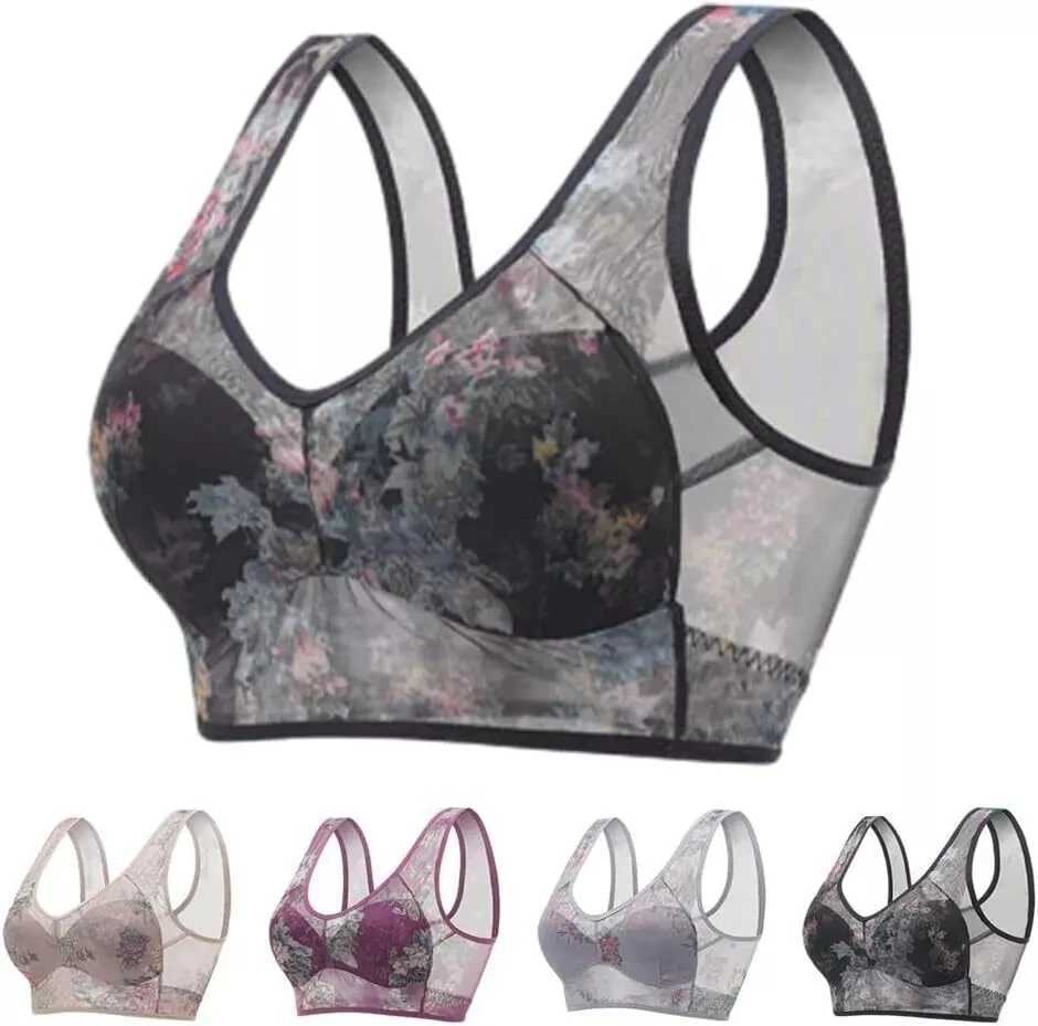 Women Ice Silk Lace Cooling Comfort Bra Buttonless Sexy Push Up Bra Seamless Bra Wireless Bralette Underwear Large Size Bra Z250730