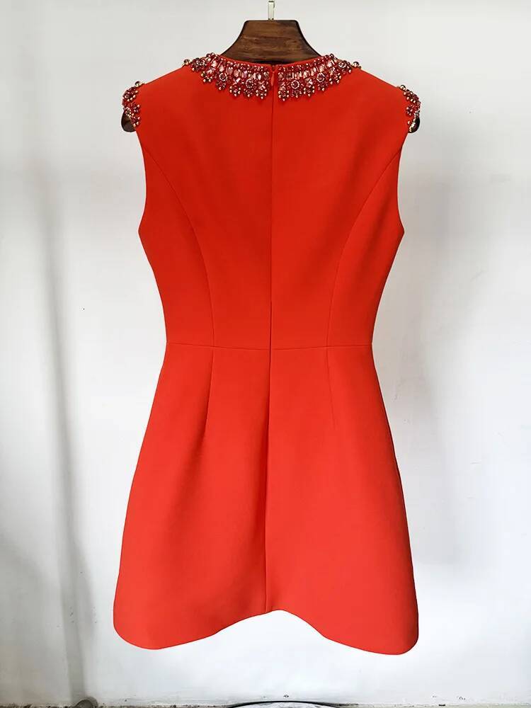 Newest 2025 Designer Fashion Women's Colorful Dia Beading Sleeveless Tank Dress ddmysept
