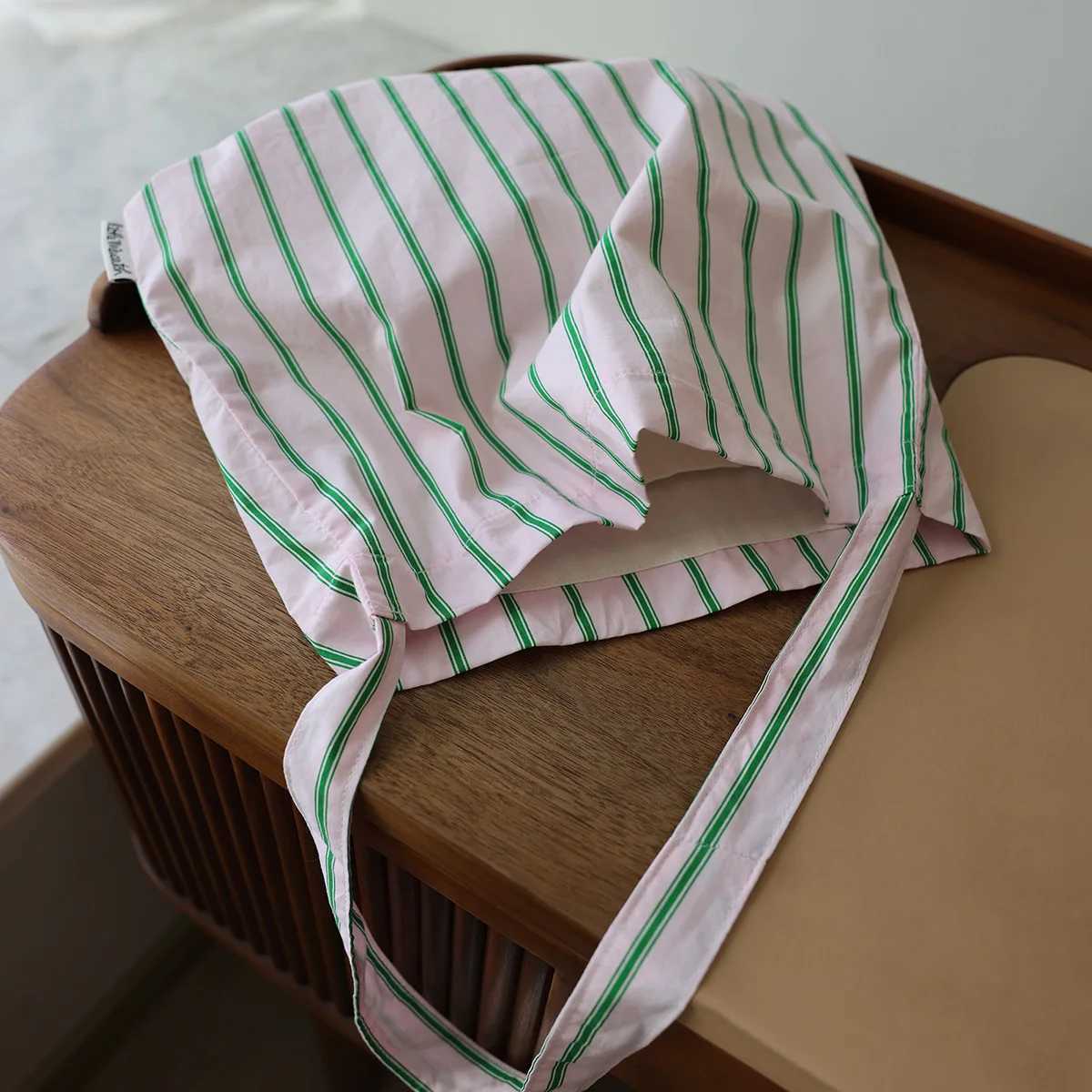 College style pink green striped shoulder bag simple versatile casual fabric tote bag canvas bag travel bag for women Y250730