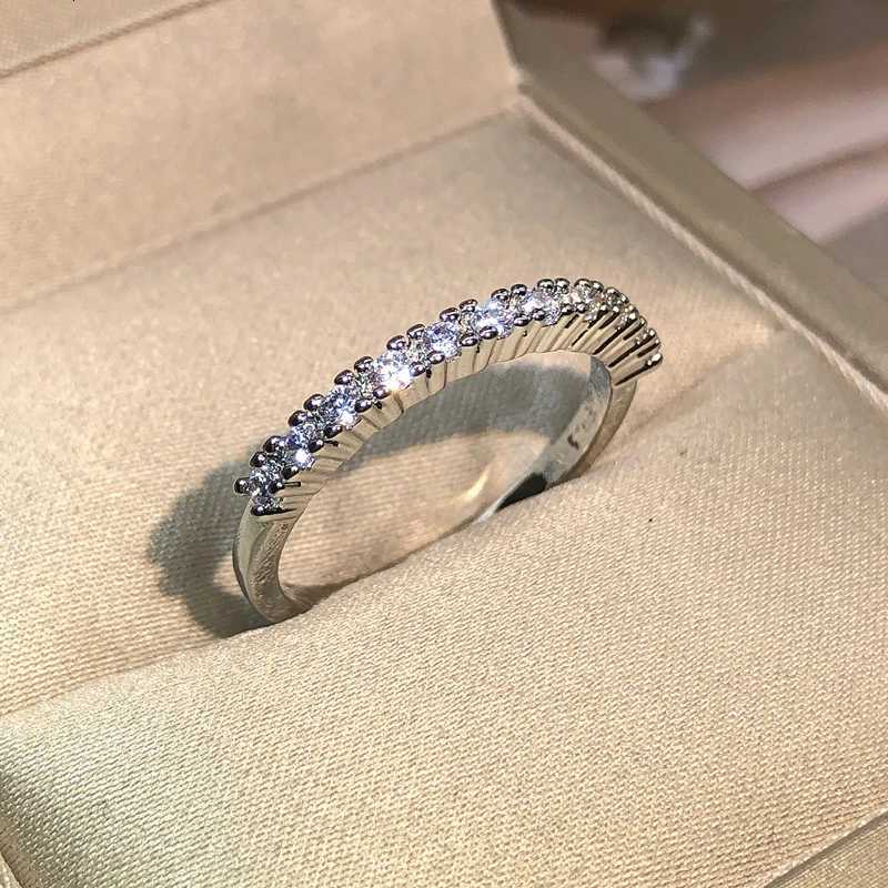 925 Silver Luxury Female Zircon Stone Single Row Ring Brand Fashion Simple Finger Ring Silver Color Promise Engagement Rings For y250730
