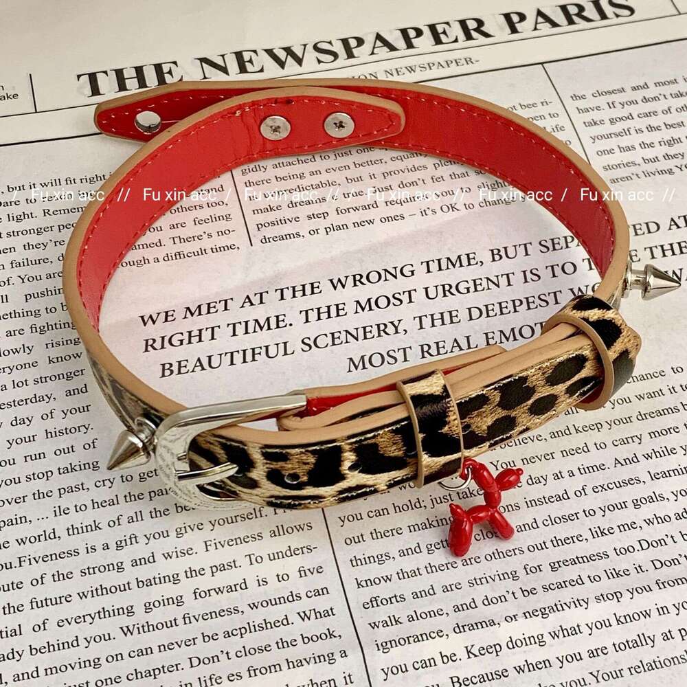 Leopard Print Choker Necklace Summer Puppy Collar Adjustable Design High-End Feel Versatile Clavicle Chain a44