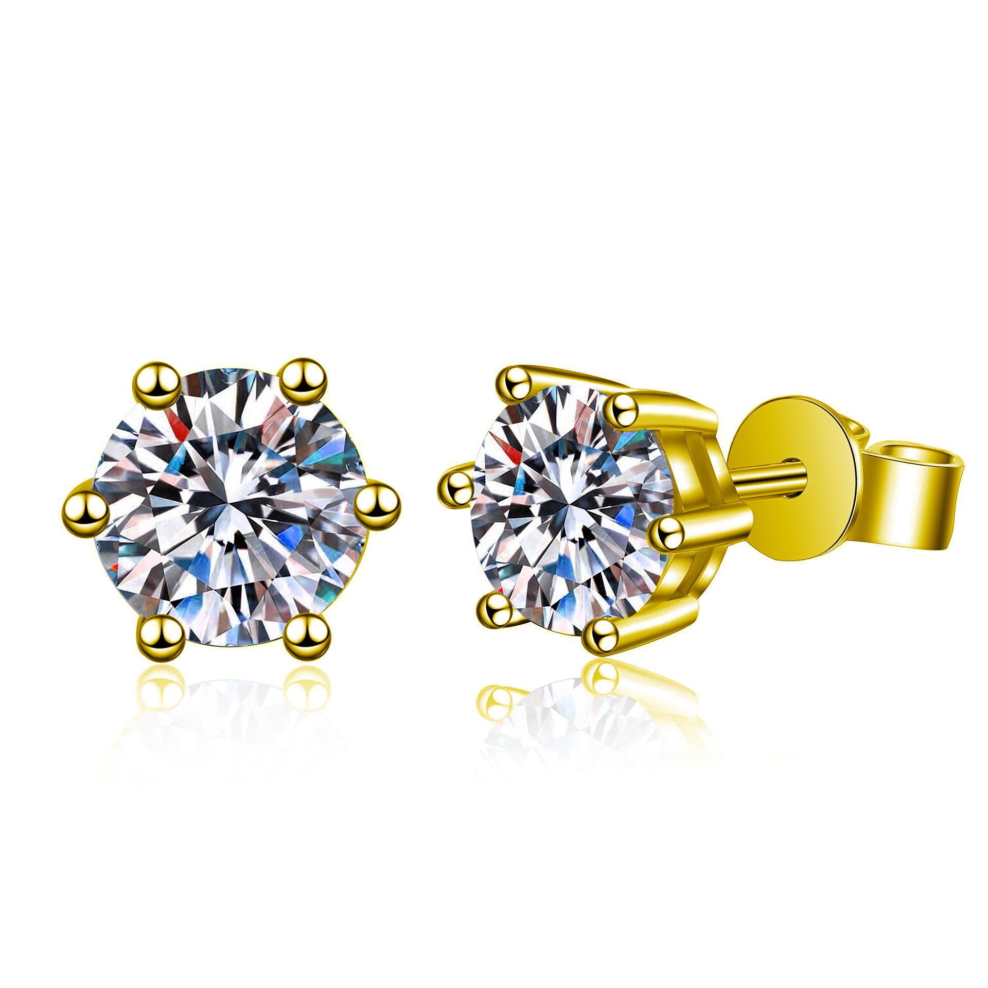 Designer's popular moissanite earrings with a stylish and elegant classic six-claw design for women. The ear jewelry is made of 925 sterling silv