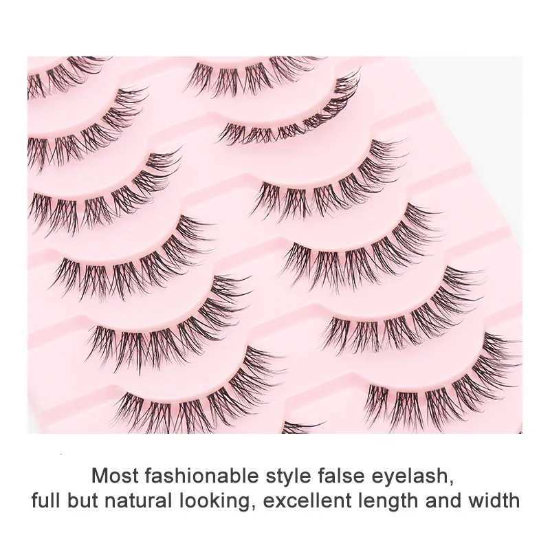 10 Pairs Cat Eye Lashes False Eyelashes Natural Eyelashes Anime Winged Clear Band Lashes Fake Eyelash Manga Lashes Makeup Z250730