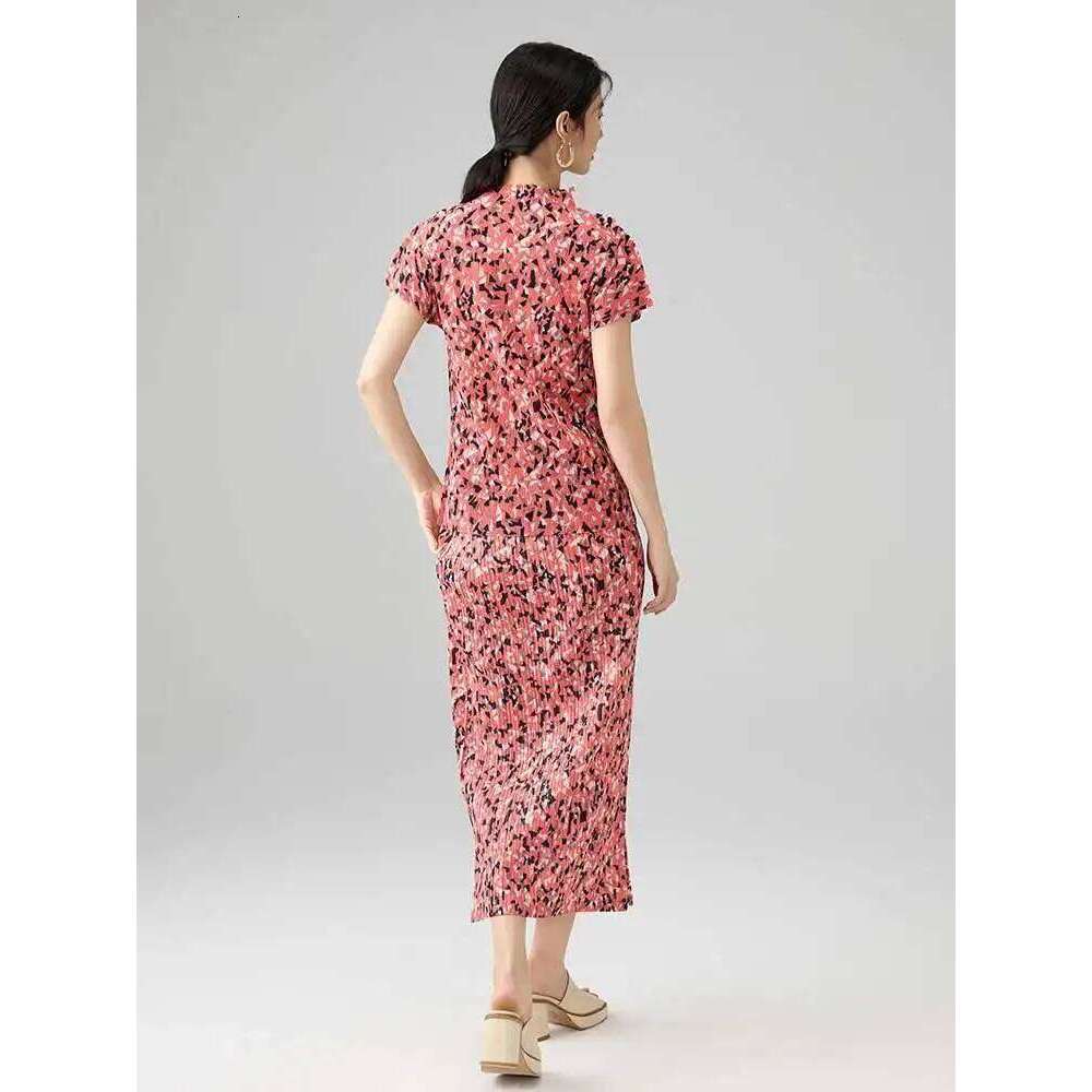 Pleated Clothes Summer New Elegant Temperament Slit Printed Half Slim Fit Versatile A-line Skirt 2DB2687