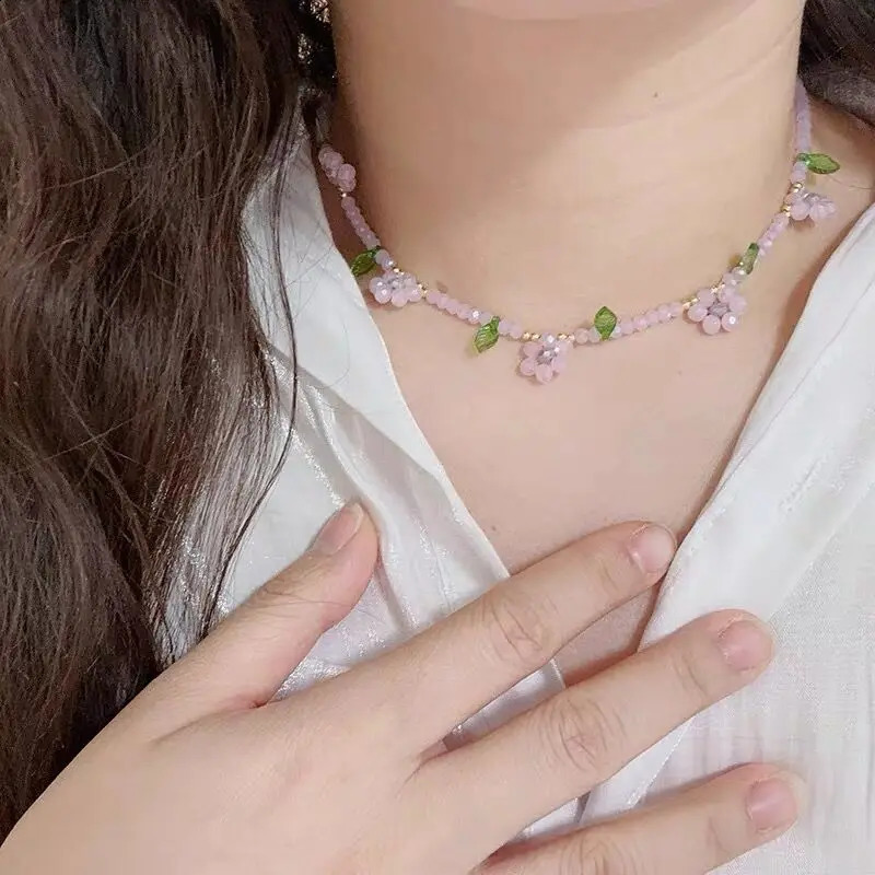Colorful Daisy Flowers Beaded Choker Necklace Handmade Charm Clavicle for Women Summer Beach Boho Jewelry 250716