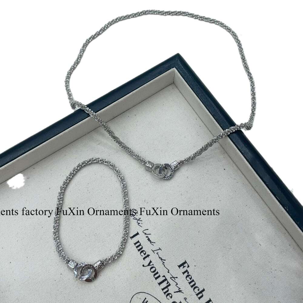 New Double Ring Lock Necklace Starry Sky Creative Personality Niche Bracelet for Women Simple Versatile Jewelry 203