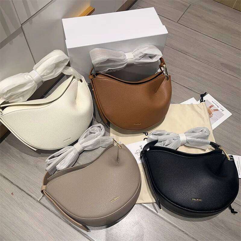Small niche design pea Boling En saddle real leather bag one shoulder crossbody