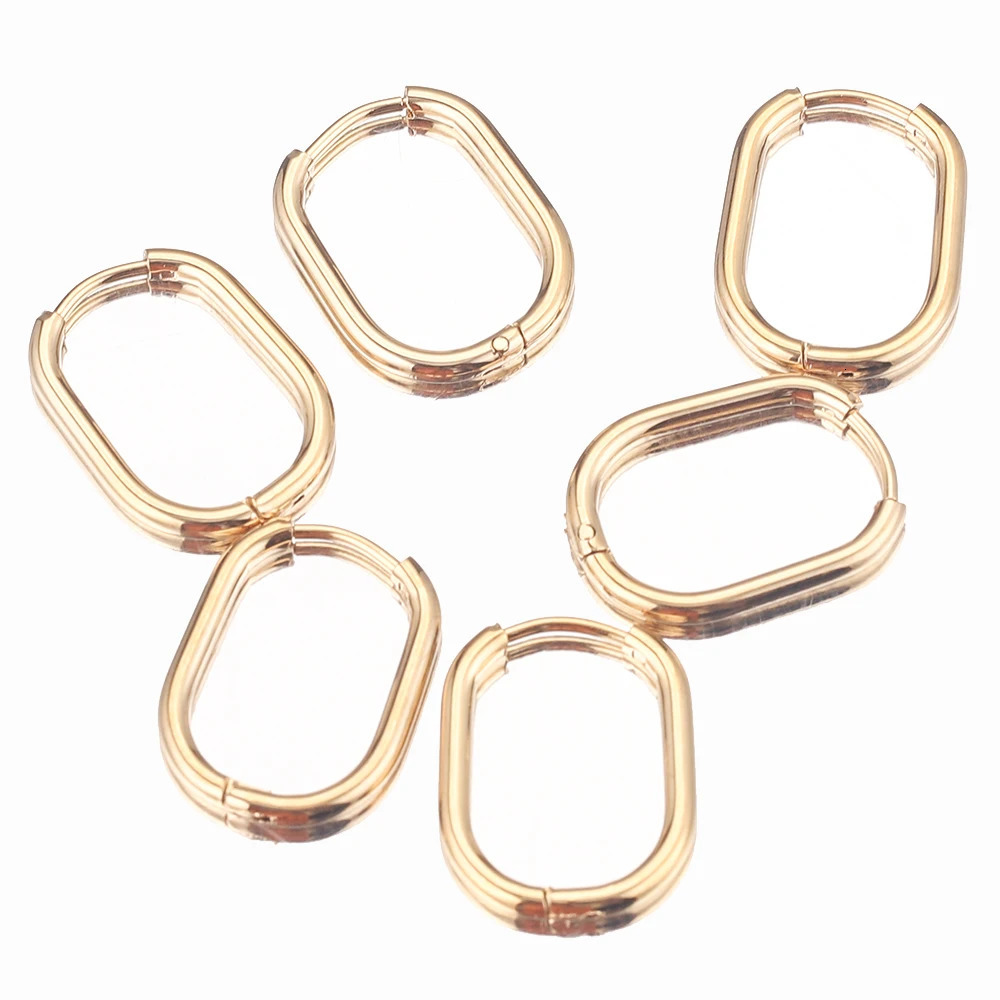 6pcs/lot Stainless Steel Rectangle Earrings Ear Hooks Gold-Plate oval Hoop Findings for DIY Earrings Parts Jewelry Wholesale 250729