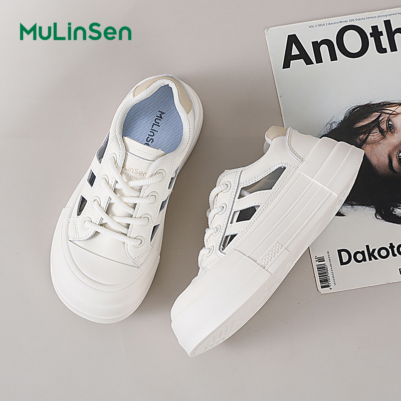Mulinsen sneakers women's 2025 new summer hollow breathable ugly cute big head sports sandals women's casual white shoes