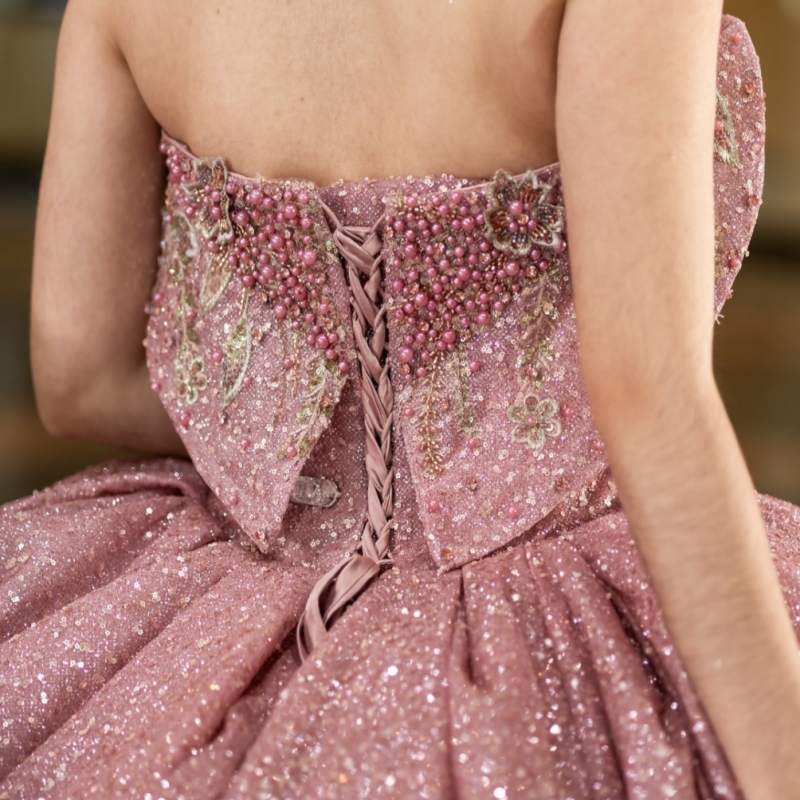 Pink Shiny Quinceanera Dresses Off The Shoulder Beading Crystal Tull Corset Ball Gown Vestidos De 15 Anos Sweet 16 Dress