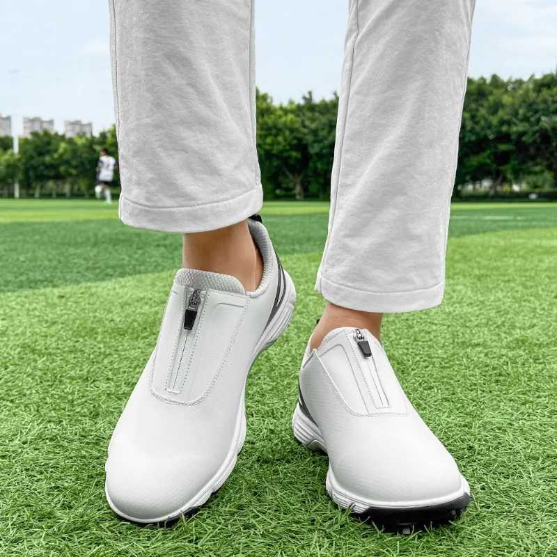 Golf Shoes for Men Comfortable Zip Athletic Shoes Men Anti-Slip Leather Spikes Golf Training Shoe Men Walking Shoes Y250731