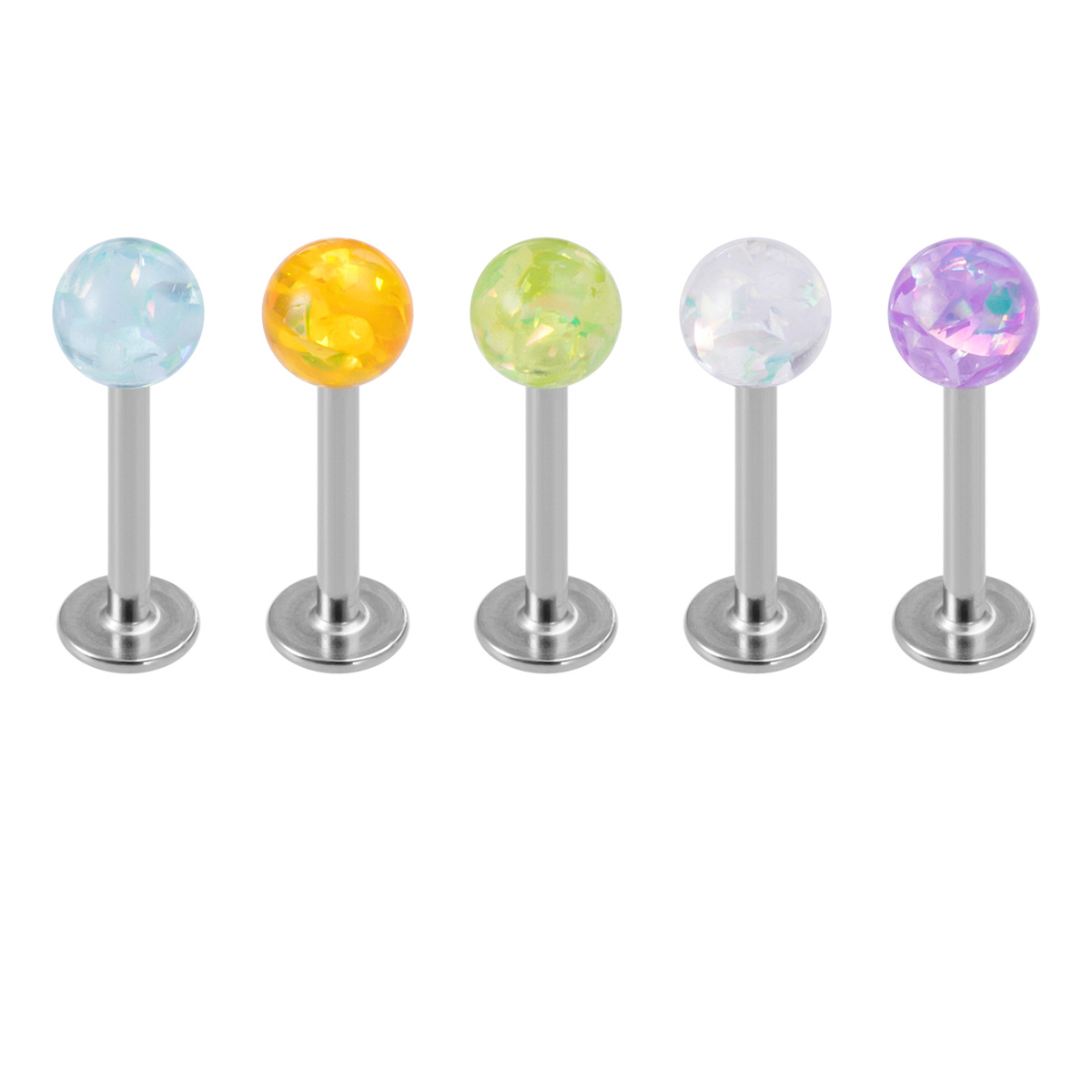 Aobao glitter lip studs, stainless steel ear studs, flat bottomed body piercing jewelry, ear ring wholesale