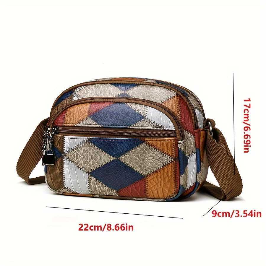 Geometric Mini Crossbody Bag Stylish Contrast Color Matching Multi Pocket Daily Commuter Work Travel Office School Small Bag Y250730