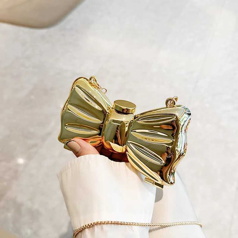 New Mini Evening Bag Metal Purse Crossbody Handbag for Women Bowknot Chain Shoulder Bag for Party Wedding Y250730