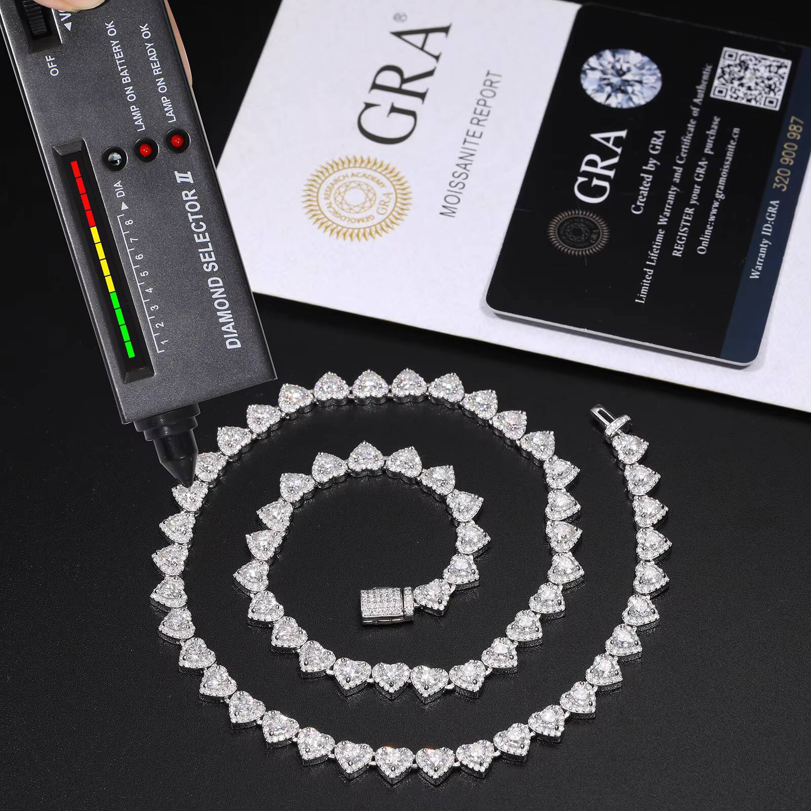 Bling Hip Hop Jewelry Wholesale 7mm 925 Sterling Silver Heart Cut VVS Moissanite Diamond Iced Out Tennis Chain Necklace