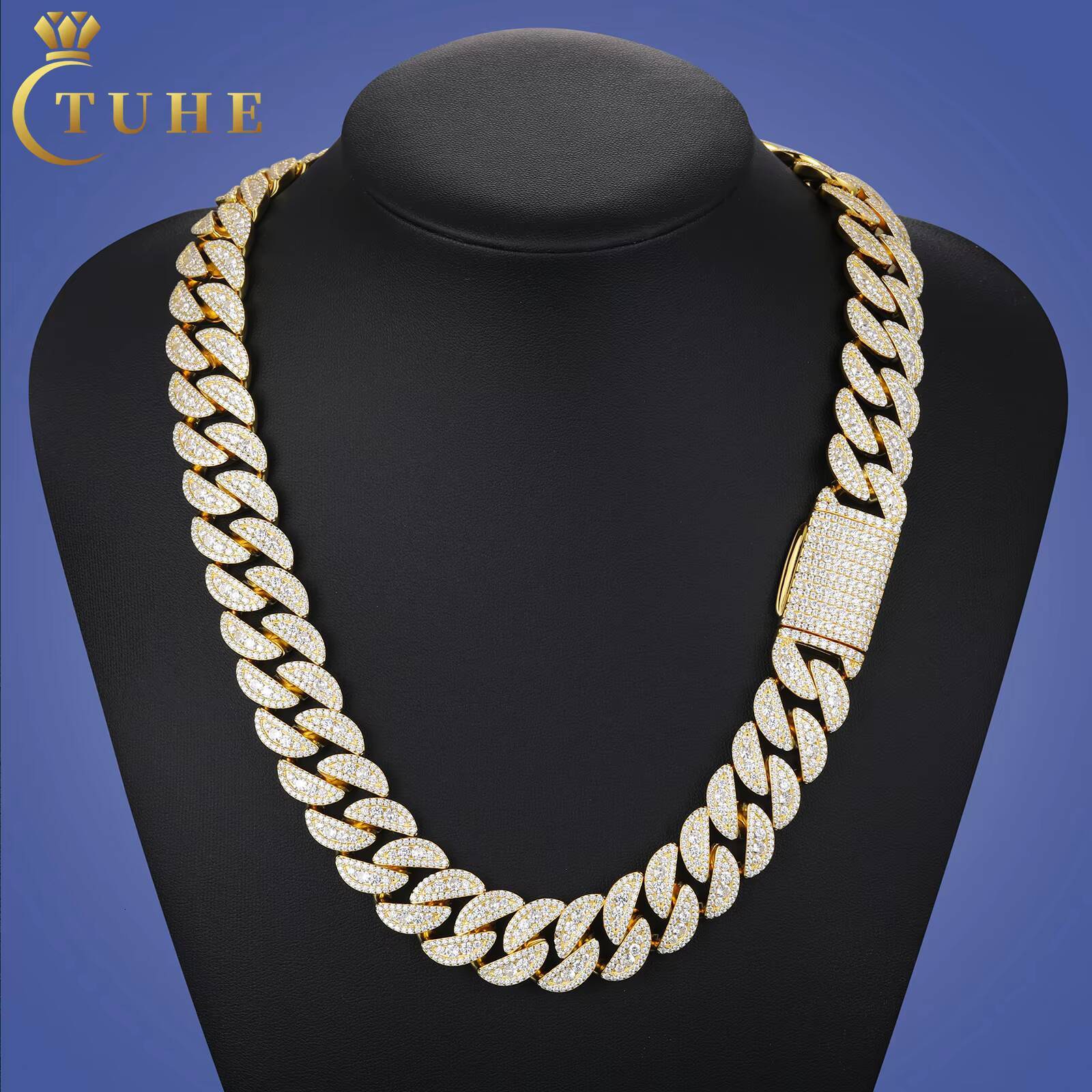 Factory Wholesale 18mm 925 Sterling Silver VVS Moissanite Diamond Iced Out Cuban Link Chain Hip Hop Necklace Mens Jewelry