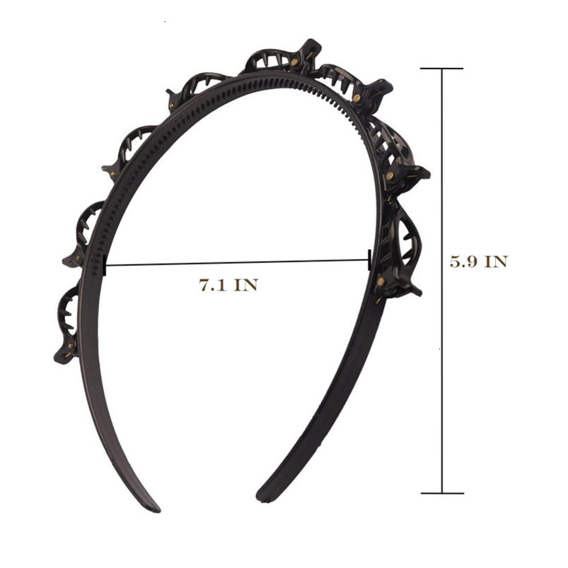 JASSINS 2 Pcs Hairstyle Hairpin Headband, Professional Weave Bangs Clip, Toothed Headband Braid Tool, Women Girls Fashion Hair Accessories (Black and 