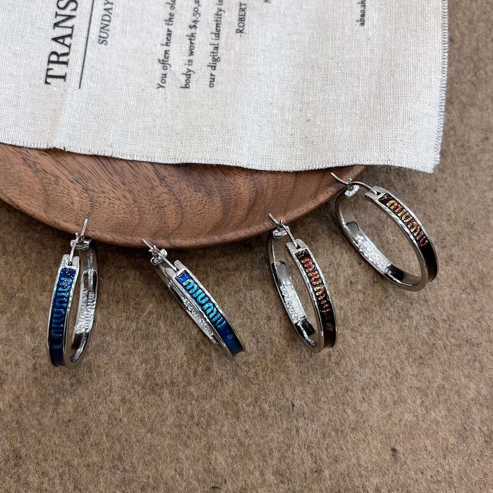 Letter Large Hoop Earrings for Women, Light , Niche Design, High-end Fashion, Elegant Hoops, Clips, Ear Accessories 74d