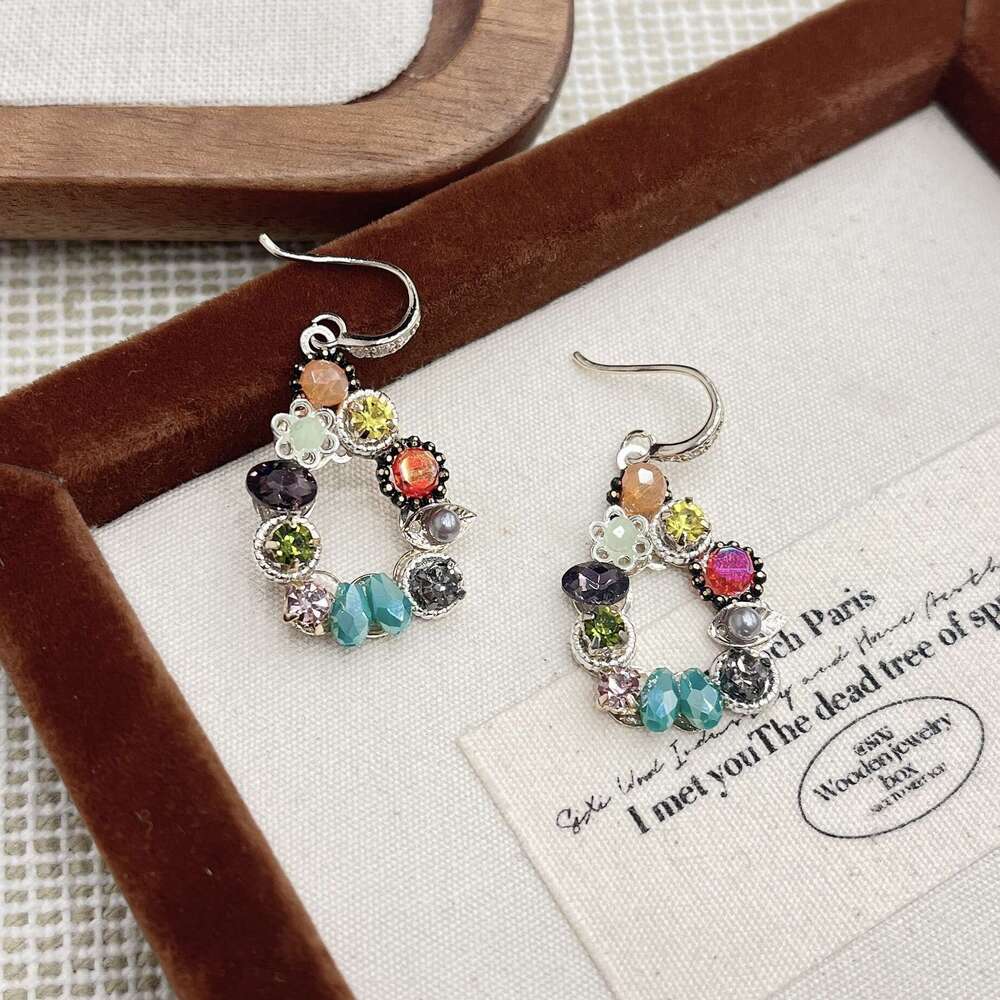 Korean Version Heavy Craft Light Colorful Zircon Beaded Earrings 2025 New Style Elegant High-end Fashion Trend 7d8