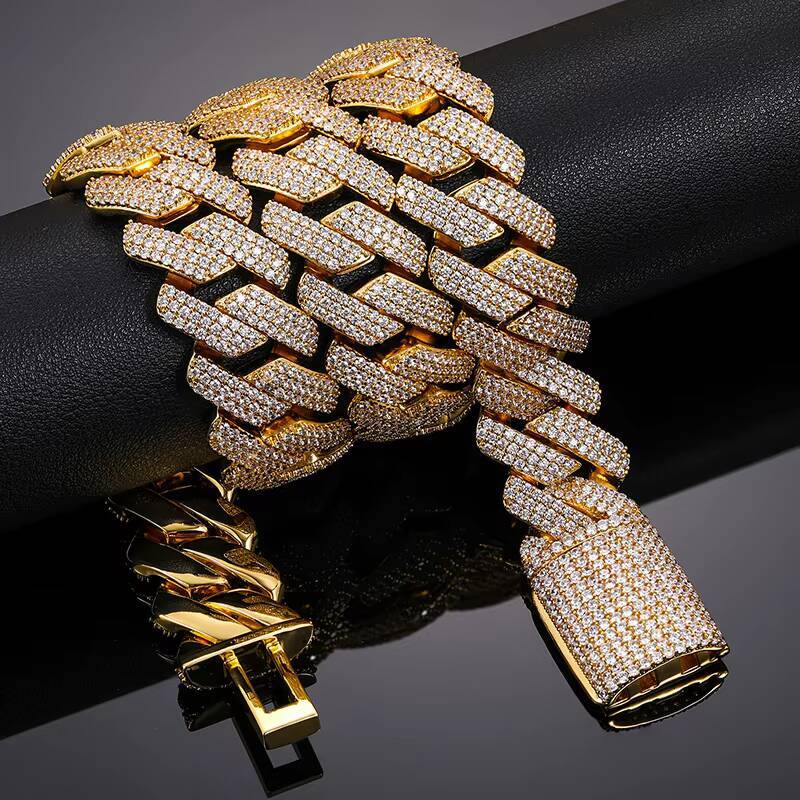 Luxury Mens 19mm 925 Sterling Silver Pass Diamond Tester VVS Moissanite Diamond Iced Out Miami Cuban Link Chain