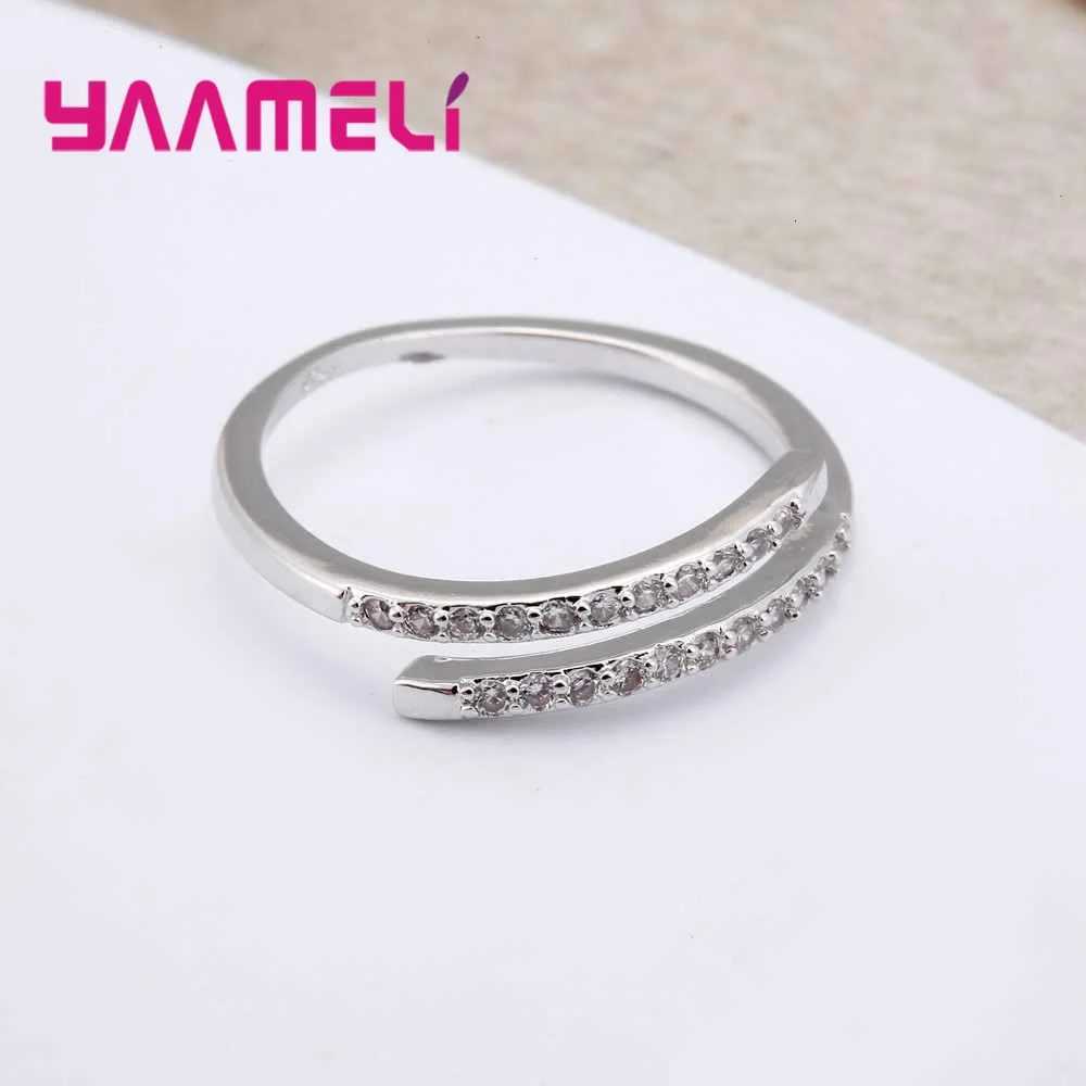 925 Sterling Silver Jewelry Fashion Simple Open Design Ring Personality Female Adjustable Rings Wedding Rings for Ladies y250730