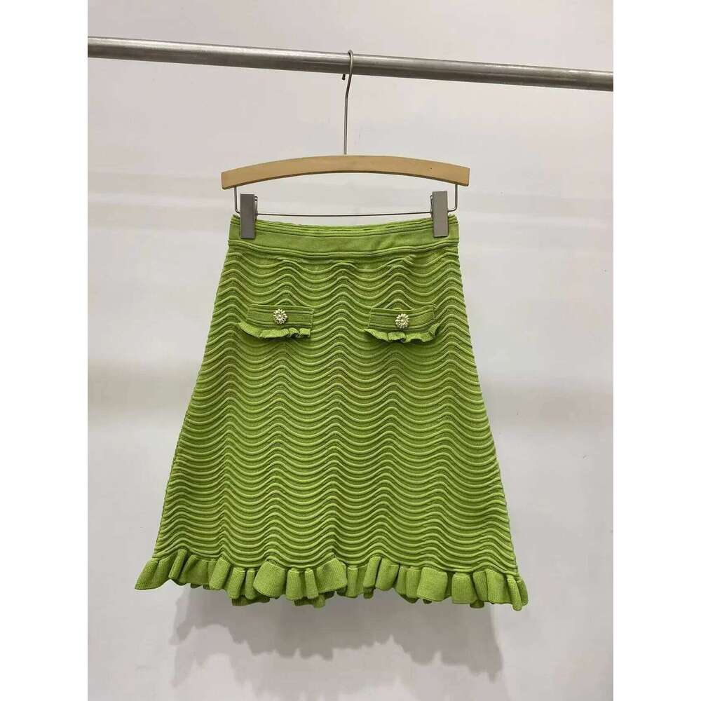 Designer Clothing 2025 Women's Set Turn Down Collar Single Breasted Slim Casual Sleeveless Tanks Top Or High Waist Knitted Skirt