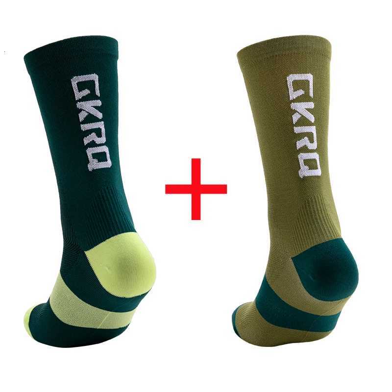 2pairs GKRQ New Cycling Socks Bike Nurse Compression Road Bike Running MTB Knee-high White Sports Funny Brand Black Z250731