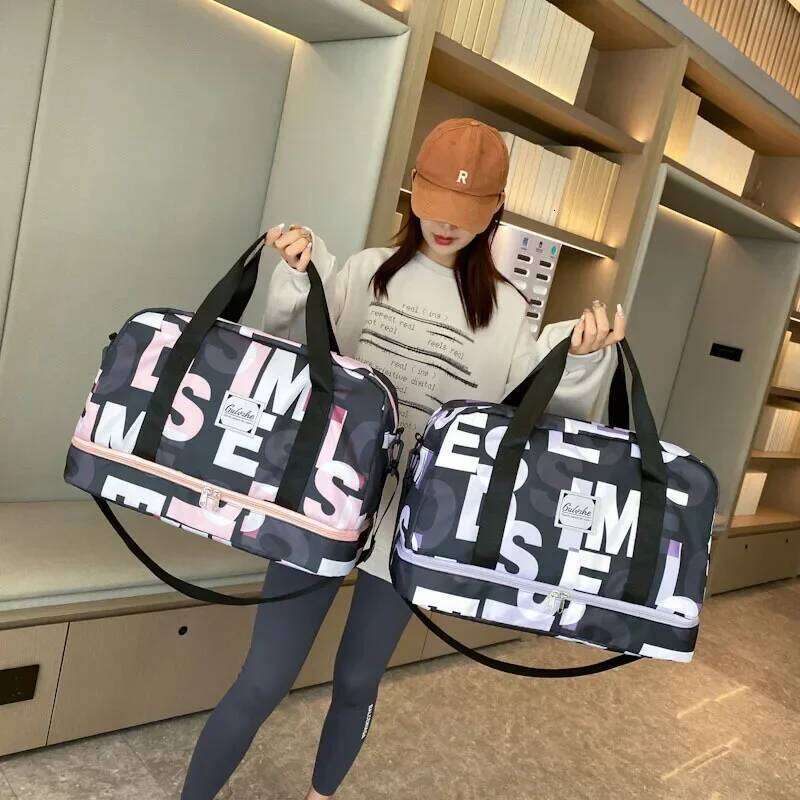 Fashion Women Large Capacity Dry Wet Separation Sports And Fiess Handheld Lage New Travel Bag Storage Clothing Handbag