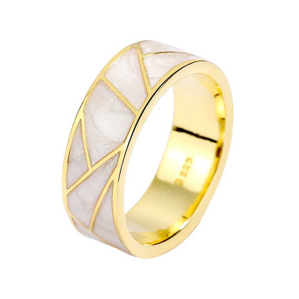 Trendy Gold-color Rings for Women Fashion White Dripping Glue Womens Handmade Enamel Jewelry Engagement Party Jewelry Ring y250730