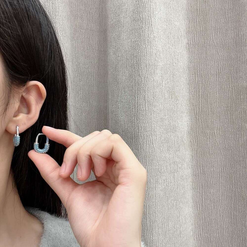 Trendy Fresh Simple Turquoise U-Shaped Elegant High-End Earrings for Women 95b