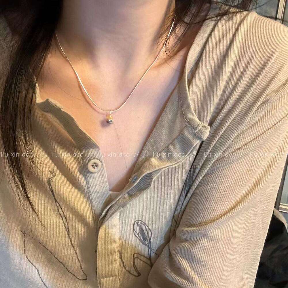 Fuxin New Korean Style Dongling Snake Bone Necklace for Women, Niche Design, High-end Versatile Colorful Jade Collarbone Chain 3de