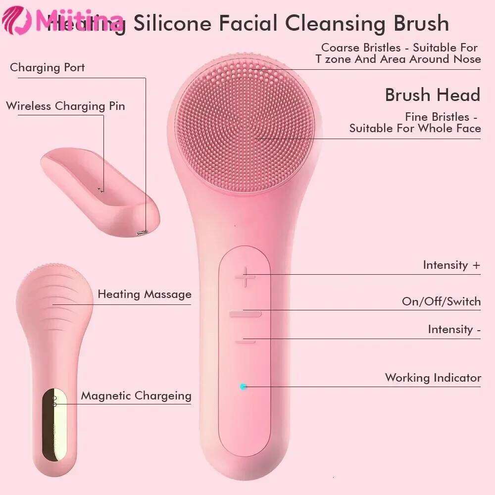 Electric Facial Brush Sonic IPX7 Waterproof Silicone Face Scrubber Exfoliator Vibration Massager Deep Cleansing Care