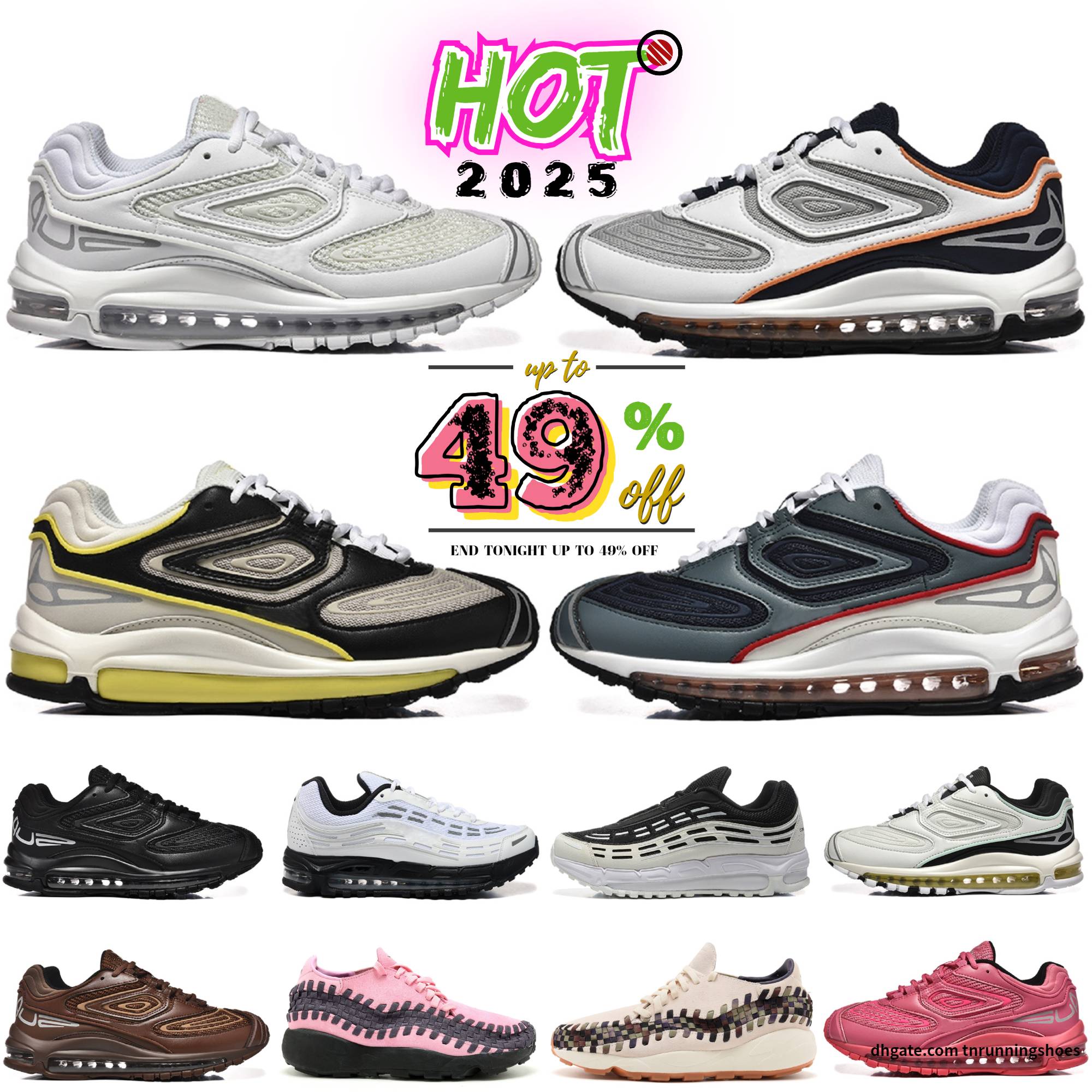 2025 Designer Shoes 98 TL Running Shoe Mens Women 98s Triple Black White Brown Pink Obsidian 98s Run Sneakers Footscape Wovens Rainbow Men Trainers Sports Chaussures