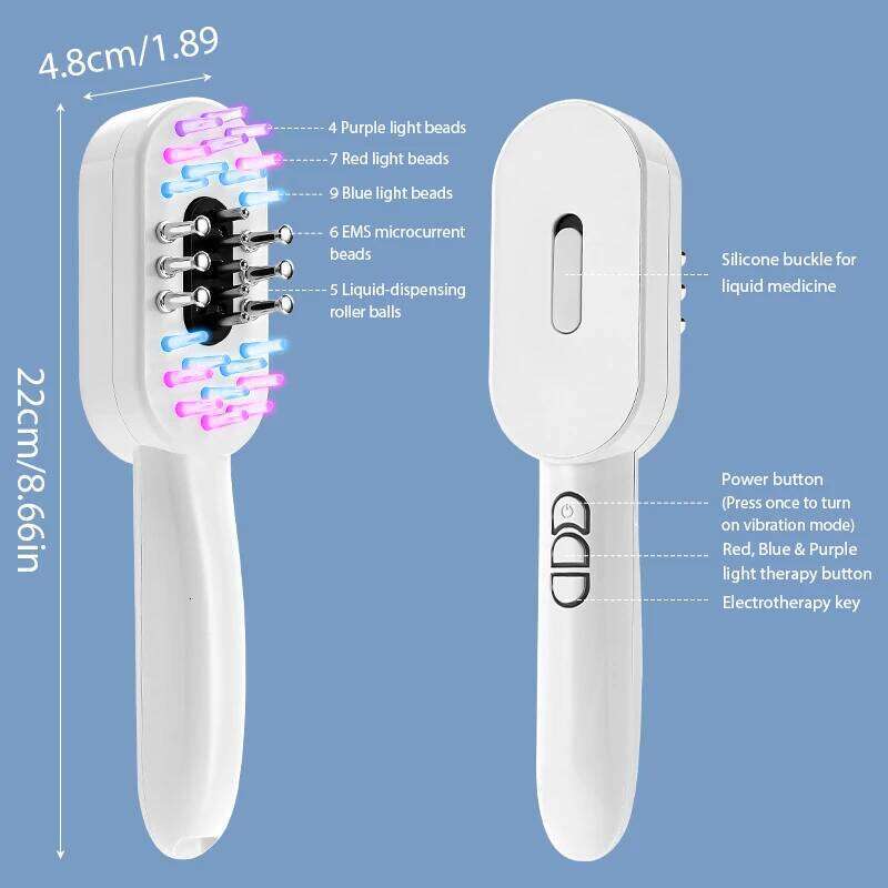 Red Blue Light Electric Comb Therapy EMS Vibration Massage Scalp Oil Applicator Care Brush Anti-Hair Loss
