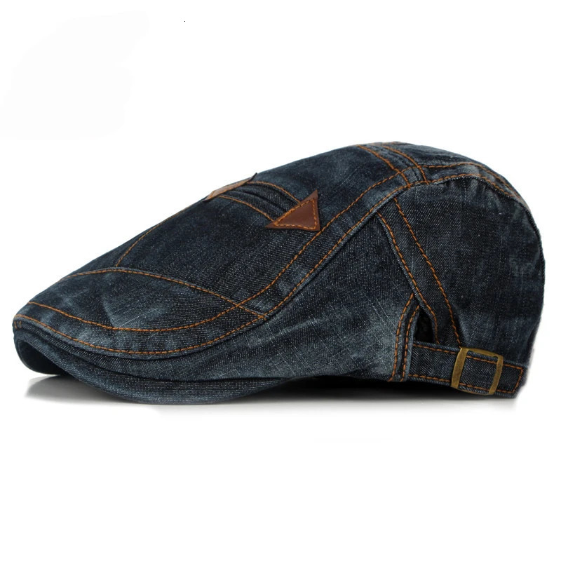 HT1195 Fashion Spring Summer Jeans Beret Hats for Men Women Quality Casual Unisex Denim Beret Cap Fitted Sun Cabbie Flat Cap 250729