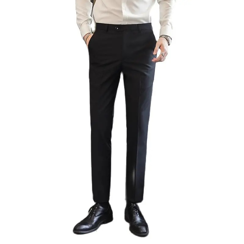 Men Formal Pants Elegant Man Office Work Pant Casual Polyester Fiber Trousers 17 Colors Pantalones Hombre 250731