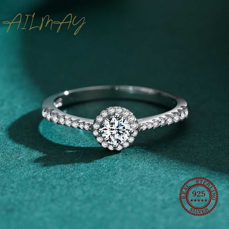 925 Sterling Silver Elegant Round Sparkling CZ Finger Ring For Women Wedding Engagement Jewelry Gift y250730
