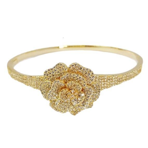 Designer Bracelet American Fashion Creative Flower Bracelet For Women Super Sparkling Full Diamond Zircon Madam Rose Flower Bracelet Hot Selling Popul