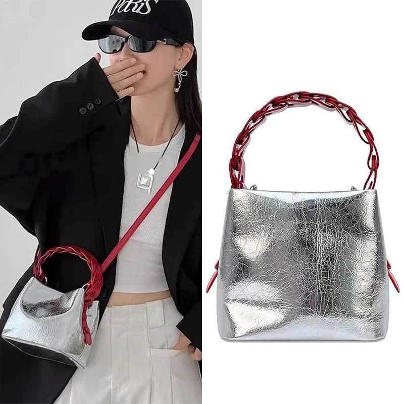 Women Handbag Soft Leather Woven Handmade Solid Large Capacity Bucket Bag Portable Shoulder Handbag Messenger Bag Clutch Y250730
