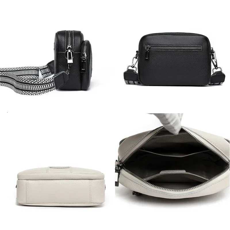 100% Genuine Leather Messenger Bag Women Fashion Style Female Handbag With Wide Shoulder Strap Hair bulb Crossbody Sac Y250730