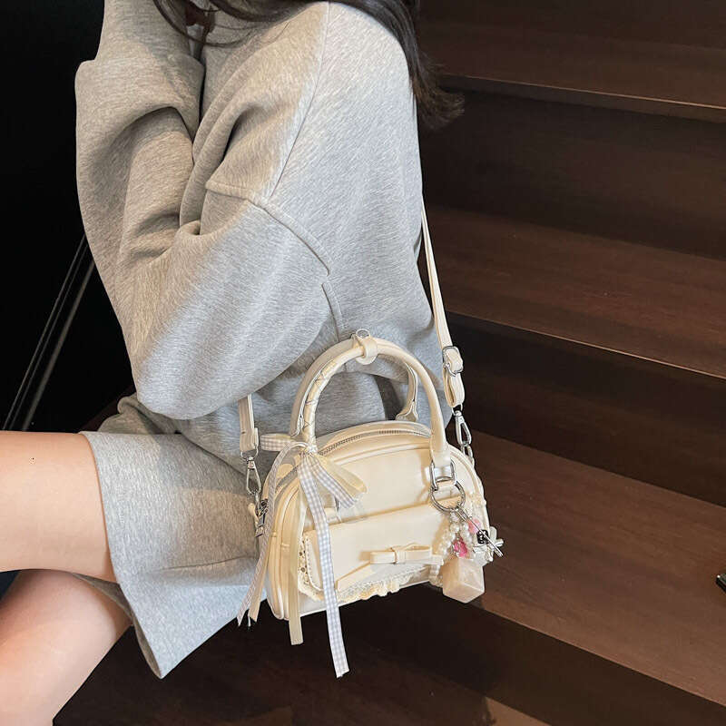Sweet Style Handbag - Milk White Lace Bow PU Leather Single Shoulder Crossbody Bag, Girl's Heart Blows Out, Daily Street Bag