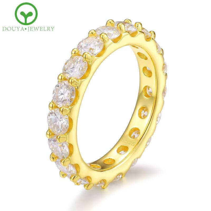 Exquisite Womens Fashion Jewelry Rings Elegant 925 Silver 14k Gold Moissanite Ring for Party Formal Events