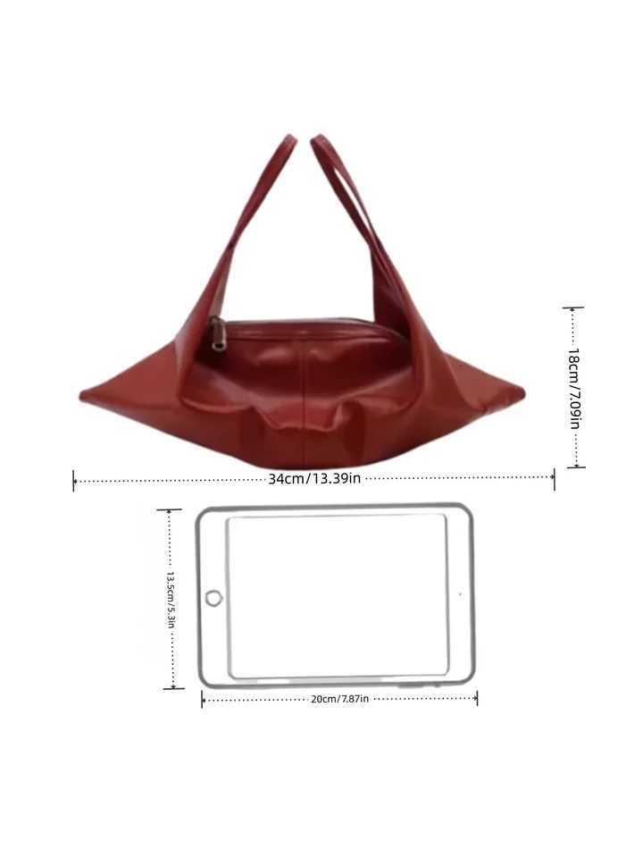 red croissant bag New oil wax soft leather light handbag Crossbody dumpling bag Y250730