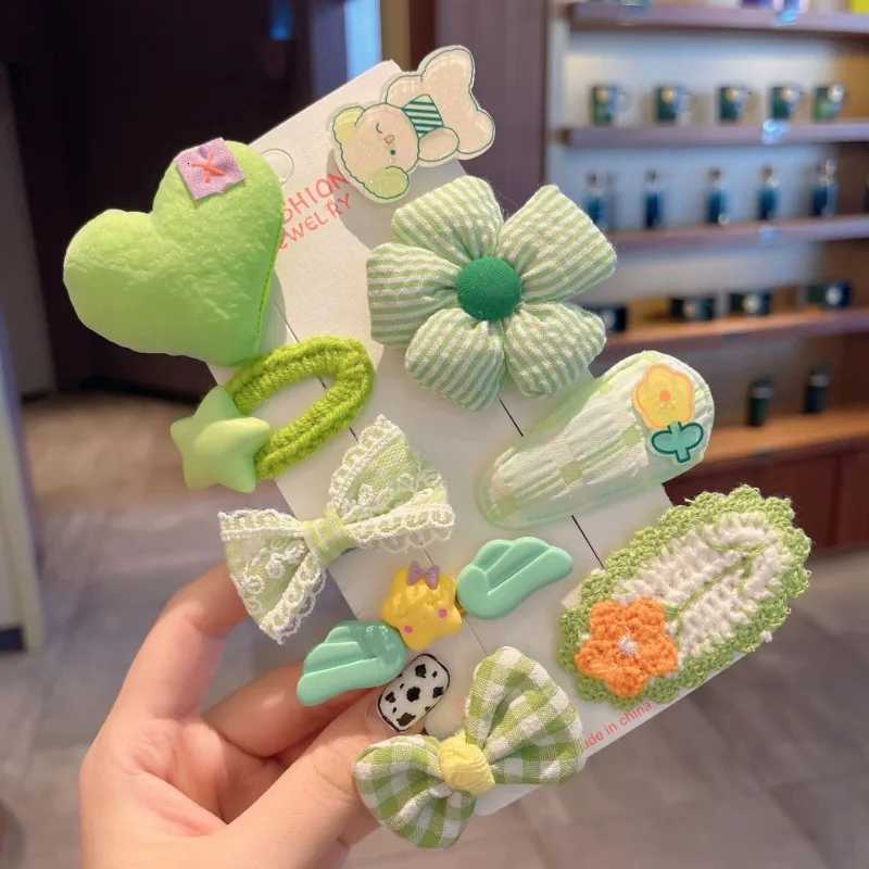 8/9pcs/Set Plush Hairpins Cute Colorful Knitting Flowers Plaid Fruits Barrettes Hair Clip for Kids Child Hair Accessories Sets R250730