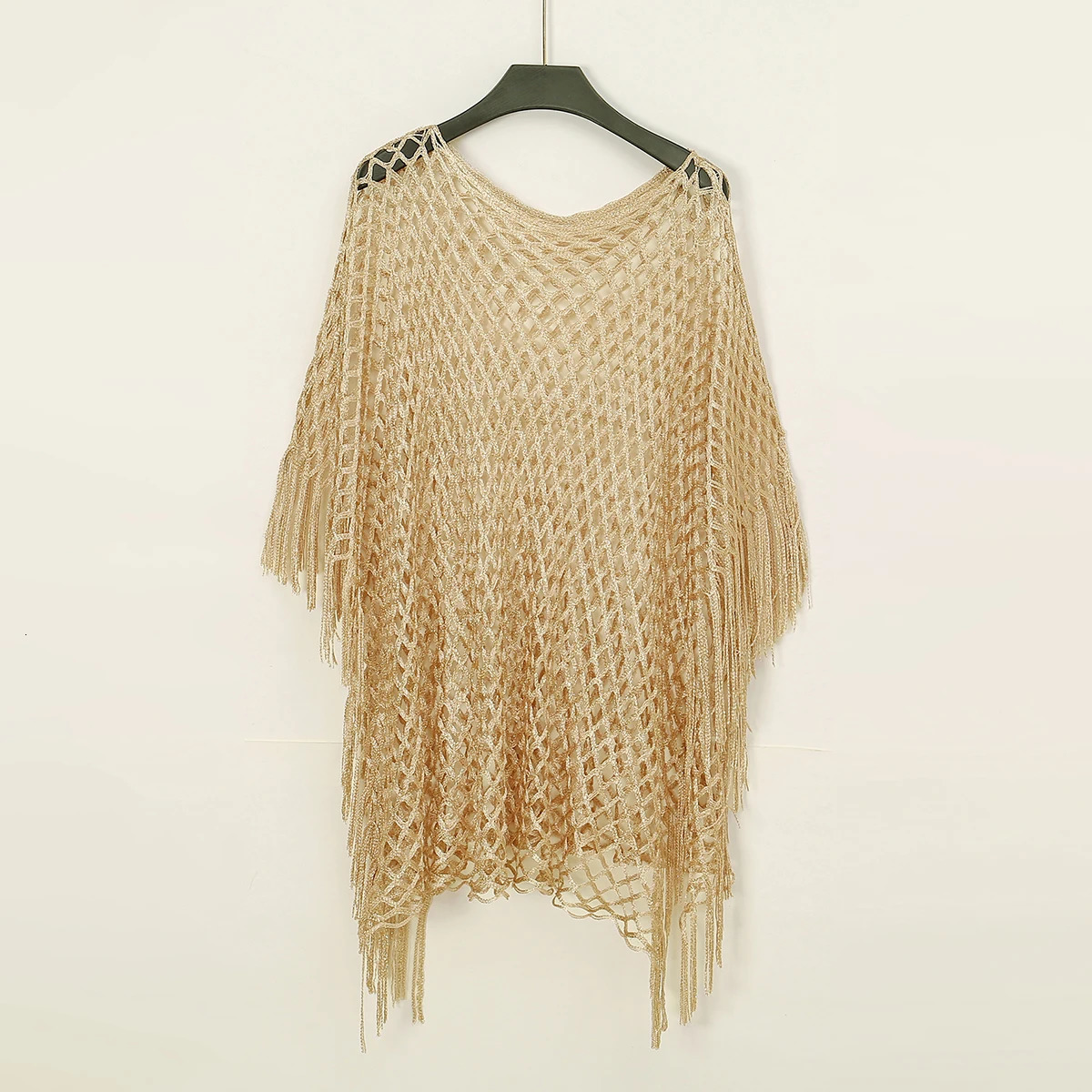 Dubai Women Shawl Wrap Poncho Knitted Simple Hollow Pullover Cape Woman Oversized Coverup Cloak Bohemian Style Sunscreen 250731