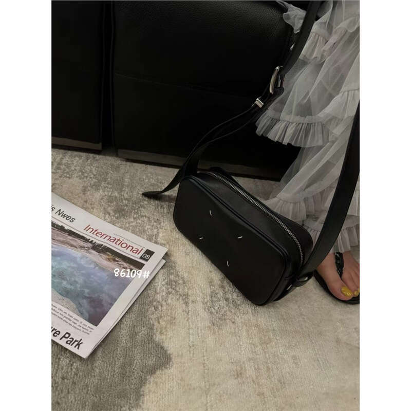 Black Women's Super Hot Cowhide Camera Crossbody Small Square Bag Genuine Leather B5