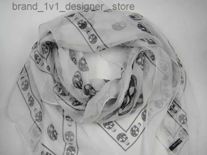 Designer silk scarf Scarves Summer Beh Square Shawl Ladies Designer Skull Print Chiffon Scarf Muslim Hijab For Women Luxury Skeleton Wrap Scarves S250730