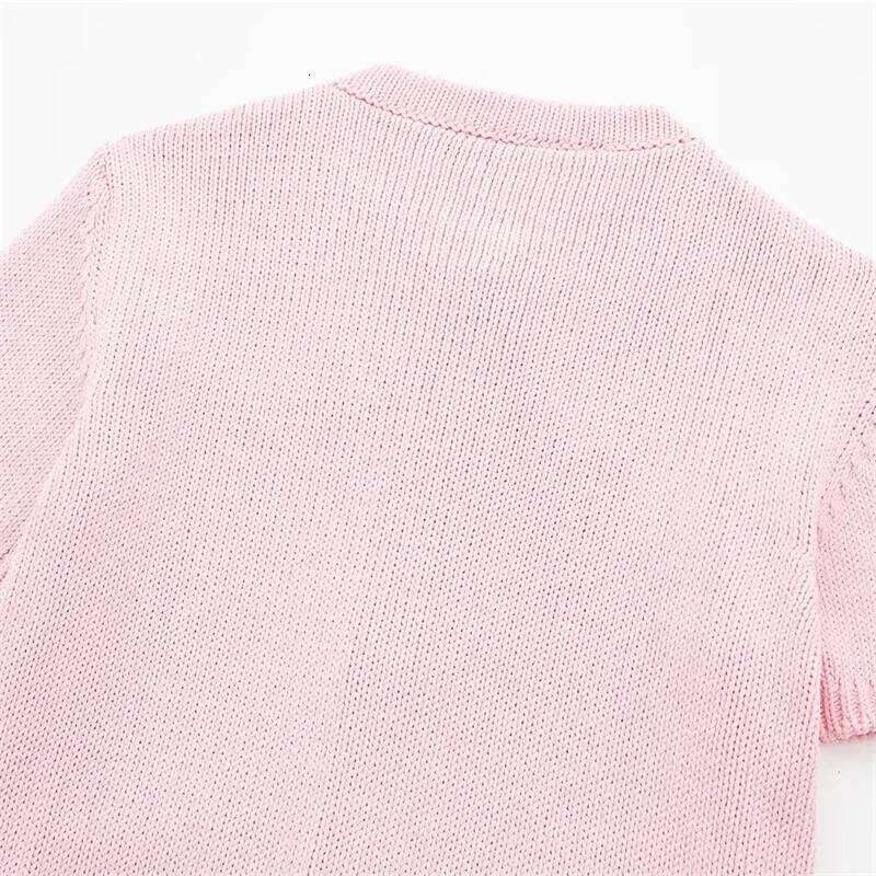 Designer Clothing 2025 MSNOLOA Spring Summer Casual Knitted Single Breasted O-Neck Pockets Cardigan Half Sleeve Women Sweaters