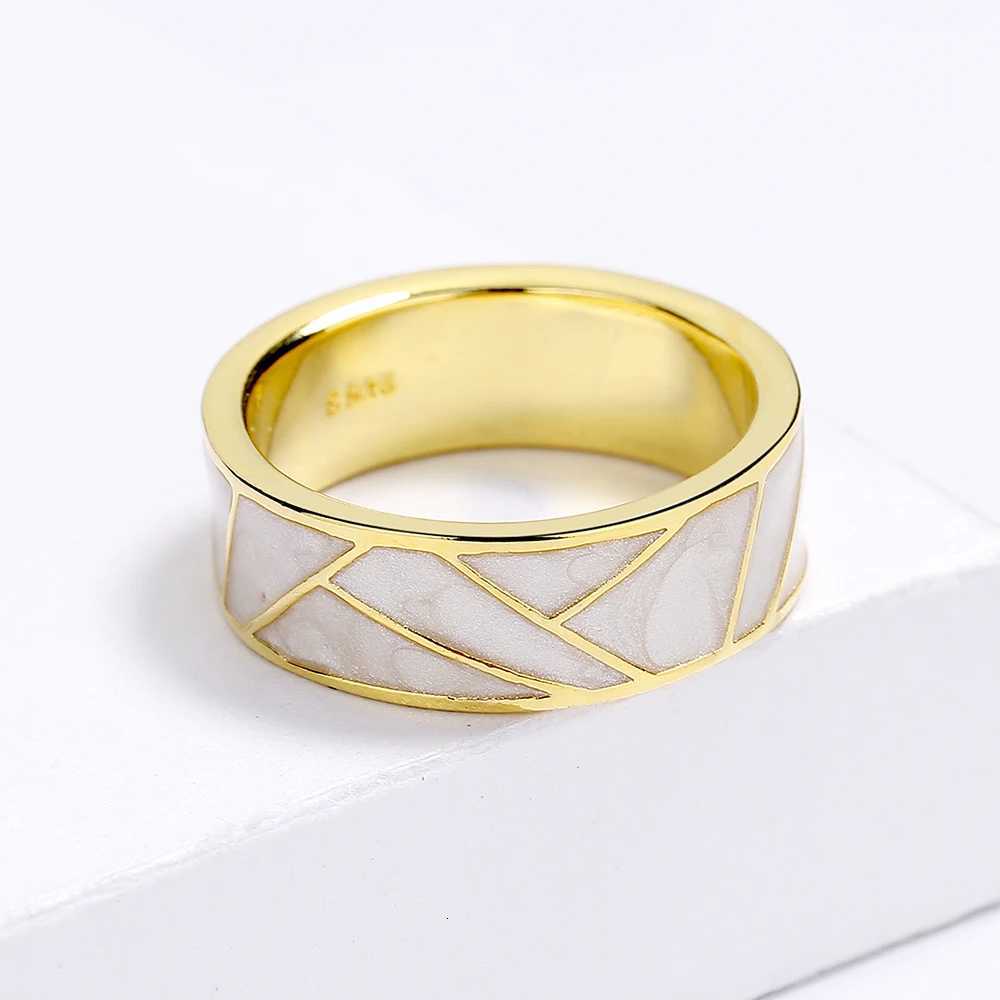 Trendy Gold-color Rings for Women Fashion White Dripping Glue Womens Handmade Enamel Jewelry Engagement Party Jewelry Ring y250730